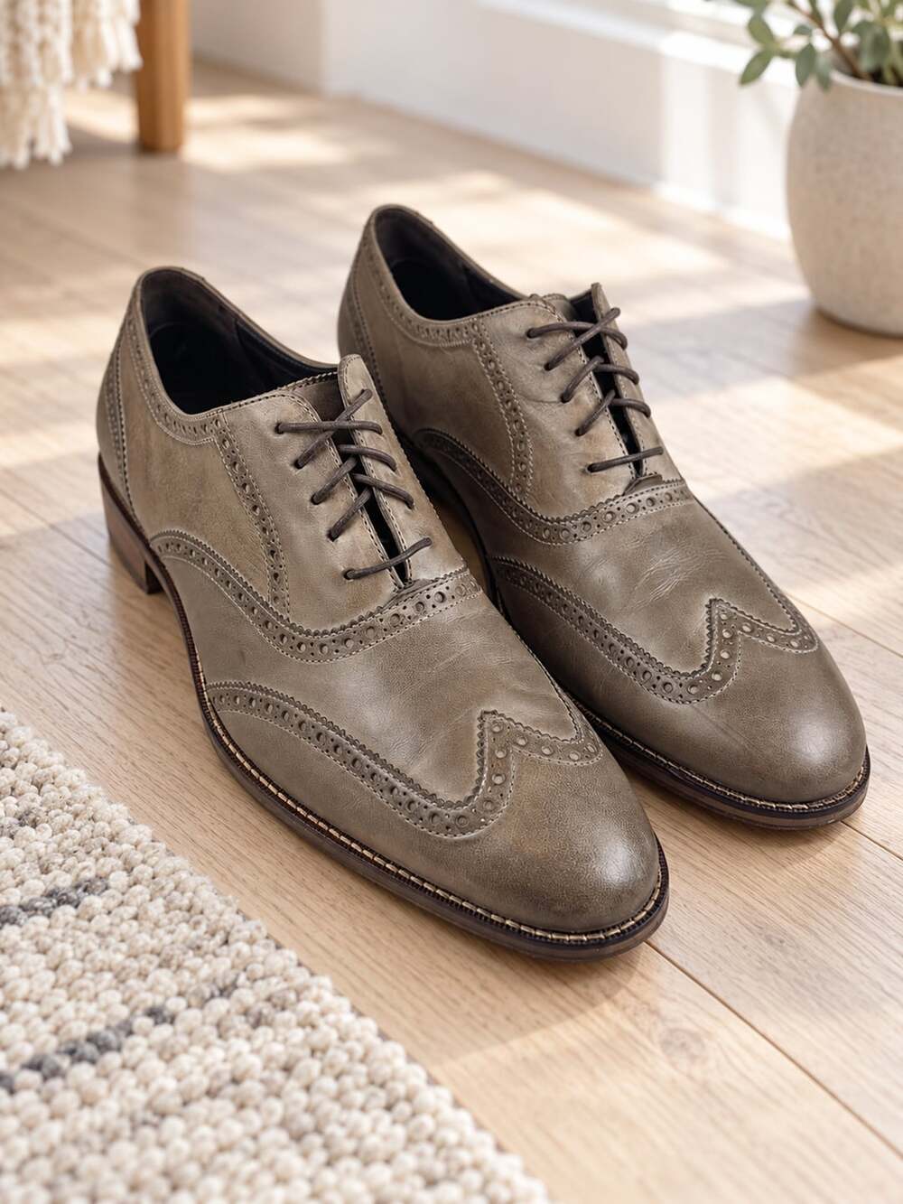 Cole Haan Air Madison Gray Leather Wingtip Oxfords 11.5